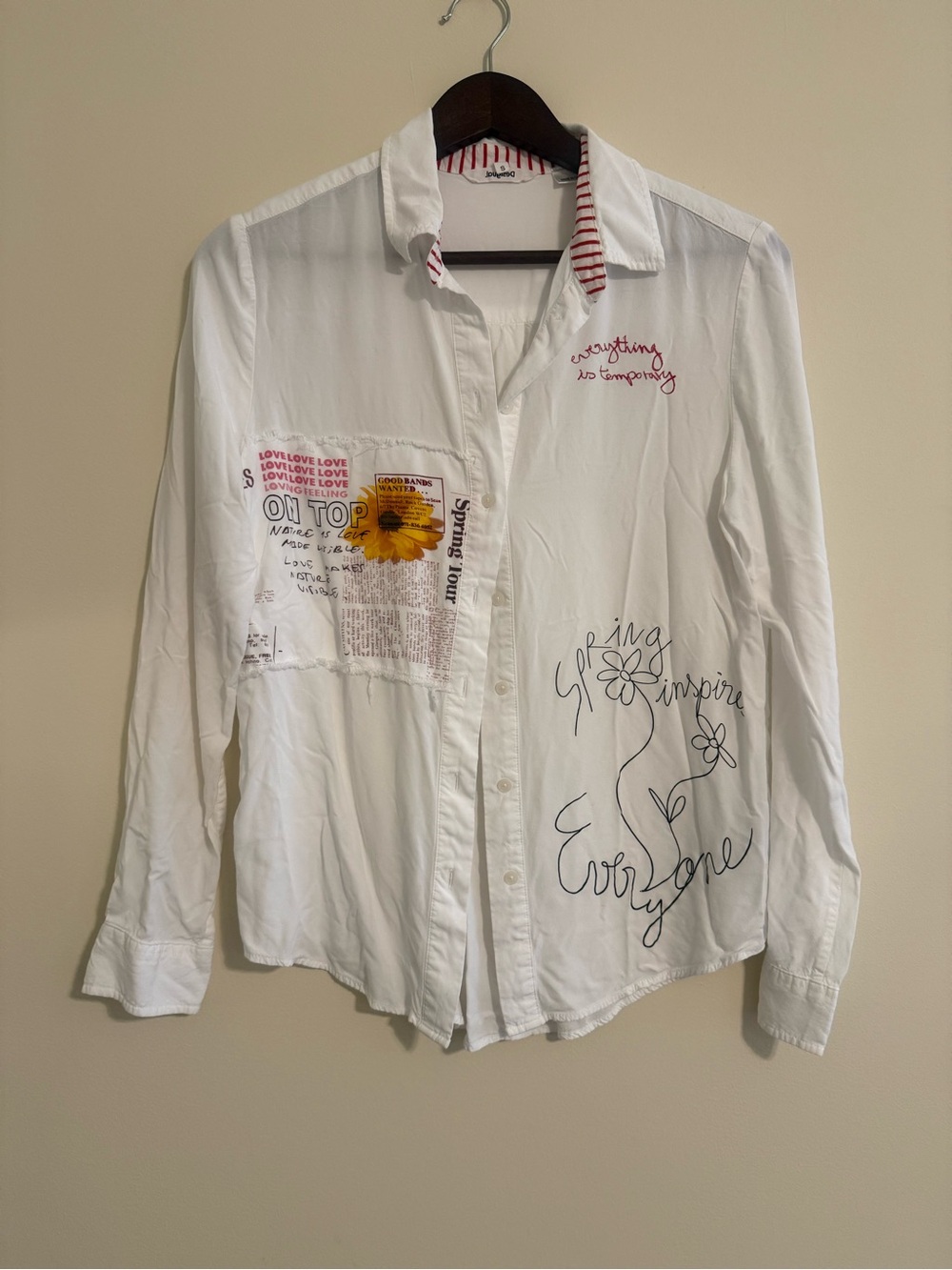 Desigual white button-front shirt blouse